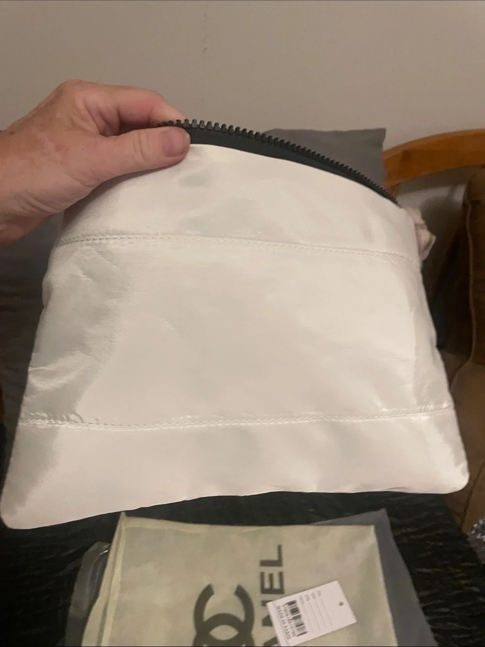 GWP White and Black Logo Zip Pouch